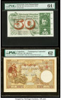 Switzerland National Bank 50 Franken 24.1.1972 Pick 48l PMG Choice Uncirculated 64 EPQ; Yugoslavia National Bank 1000 Dinara 30.11.1920 Pick 23x2 Cont...