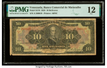 Venezuela Banco Comercial de Maracaibo 10 Bolivares 1.2.1929 Pick S176 PMG Fine 12. Corner tear is noted on this example.

HID09801242017

© 2020 Heri...