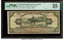 Venezuela Banco de Venezuela 20 Bolivares 1930-38 Pick S311 PMG Very Fine 25. 

HID09801242017

© 2020 Heritage Auctions | All Rights Reserved