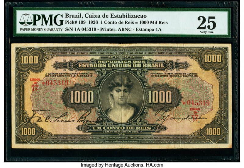 Brazil Caixa de Estabilizacao 1 Conto de Reis = 1000 Mil Reis 18.12.1926 Pick 10...