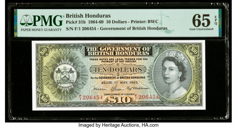 British Honduras Government of British Honduras 10 Dollars 1.5.1965 Pick 31b PMG...