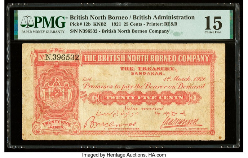 British North Borneo British North Borneo Company 25 Cents 1.3.1921 Pick 12b PMG...