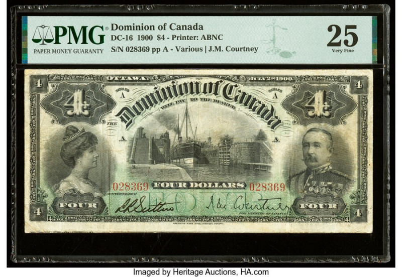 Canada Dominion of Canada $4 2.7.1900 DC-16 PMG Very Fine 25. This excellent mid...