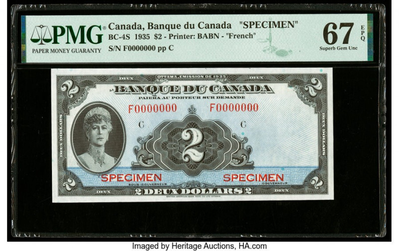 Canada Bank of Canada $2 1935 BC-4S French Variety Specimen PMG Superb Gem Unc 6...