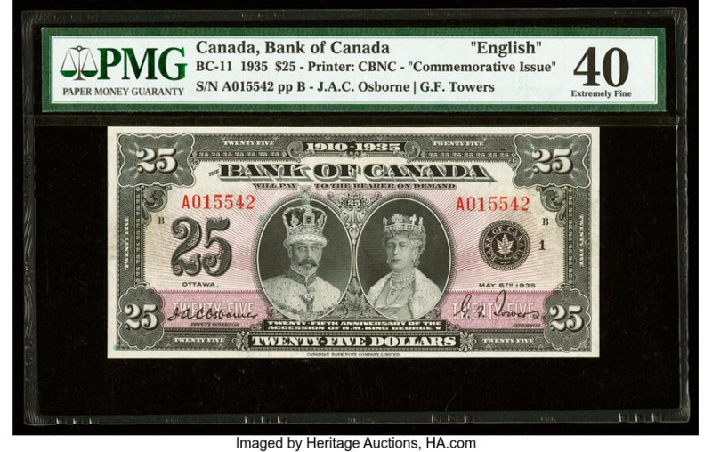 Canada Bank of Canada $25 6.5.1935 BC-11 English Variety Commemorative PMG Extre...