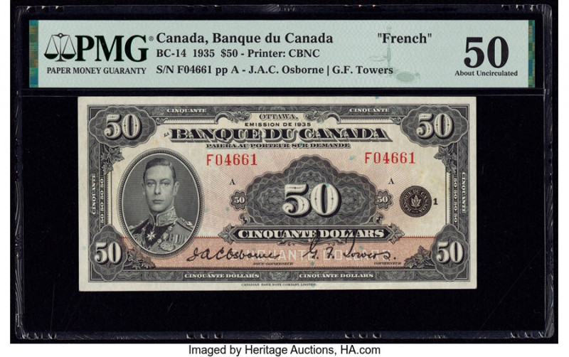 Canada Bank of Canada $50 1935 BC-14 French Variety PMG About Uncirculated 50. T...