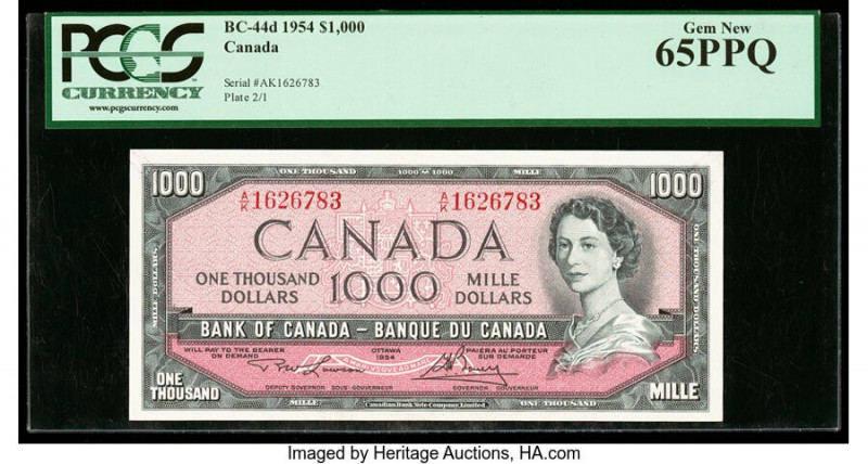 Canada Bank of Canada $1000 1954 BC-44d PCGS Gem New 65PPQ. A fantastic large de...