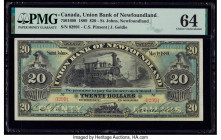Canada St. John's, NF- Union Bank of Newfoundland $20 1.5.1889 Ch.# 750-16-08 PMG Choice Uncirculated 64. At the time of cataloging, this handsome, hi...