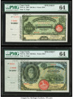 Cape Verde Banco Nacional Ultramarino 1000; 2500 Reis 1.3.1909 Pick 4s; 5s Two Specimen PMG Choice Uncirculated 64 (2). A well preserved pair of Speci...