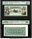 Chile Banco de Jose Bunster 5 Pesos 18xx Pick S132fp; S132p2 Front and Back Proofs PMG Choice Uncirculated 64 EPQ; Choice Uncirculated 63. This rare p...