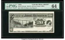 Chile Banco de Jose Bunster 20 Pesos ND (1882-98) Pick S134ctfp Color Trial Front Proof PMG Choice Uncirculated 64. Intricate and pleasing engravings ...