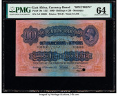 East Africa East African Currency Board 1000 Shillings = 50 Pounds 15.12.1921 Pick 18s Specimen PMG Choice Uncirculated 64. King George V Currency not...