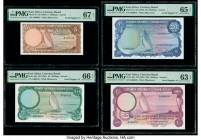 Serial Number 10 Set East Africa East African Currency Board 5; 10; 20; 100 Shillings ND (1964) Pick 45; 46a; 47a; 48a PMG Superb Gem Unc 67 EPQ; Gem ...