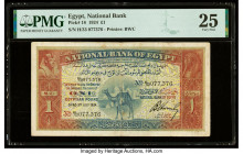 Egypt National Bank of Egypt 1 Pound 3.7.1924 Pick 18 PMG Very Fine 25. A popular one-year type, seen in comment-free circulated grade. A camel is eng...