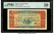 Egypt National Bank of Egypt 1 Pound 4.7.1924 Pick 18 PMG Very Fine 20. A famed issue, with dates spanning only one year. Good colors and design eleme...