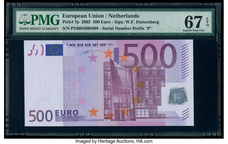 European Union Central Bank, Netherlands 500 Euro 2002 Pick 7p PMG Superb Gem Un...