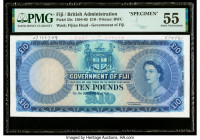 Fiji Government of Fiji 10 Pounds ND (1954-65) Pick 55s Specimen PMG About Uncirculated 55. This excellent Specimen represents the second highest deno...