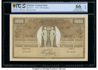 Finland Finlands Bank 1000 Markkaa 1918 Pick 41 PCGS Gold Shield Gem UNC 66 OPQ. The visual appeal of this stunning banknote is almost without compare...