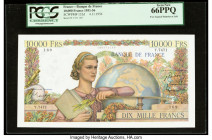 France Banque de France 10,000 Francs 4.11.1954 Pick 132d PCGS Gem New 66PPQ. A simply beautiful note, rare in anything close to this grade. There is ...