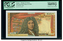 France Banque de France 500 Nouveaux Francs 6.1.1966 Pick 145b PCGS Choice About New 58PPQ. A beautiful and rare high denomination note, scarce in the...
