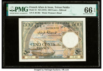 French Afars & Issas Tresor Public 500 Francs ND (1973) Pick 31 PMG Gem Uncirculated 66 EPQ. A popular and short-lived note, issued only a few years b...