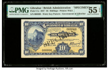 Gibraltar Government of Gibraltar 10 Shillings 1.10.1927 Pick 11s Specimen PMG About Uncirculated 55 EPQ. This is the first of three denominations of ...