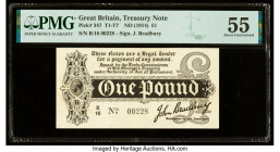 Great Britain Bank of England 1 Pound ND (1914) Pick 347 PMG About Uncirculated 55. A three digit serial number is seen on this high grade rarity from...
