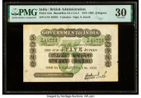 India Government of India, Calcutta 5 Rupees 1.10.1886 Pick A2n Jhunjhunwalla-Razack 2A.1.1A.4 PMG Very Fine 30. A splendid 19th century type and very...