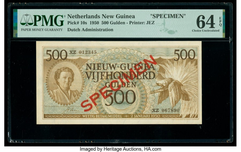 Netherlands New Guinea Nieuw-Guinea 500 Gulden 2.1.1950 Pick 10s Specimen PMG Ch...