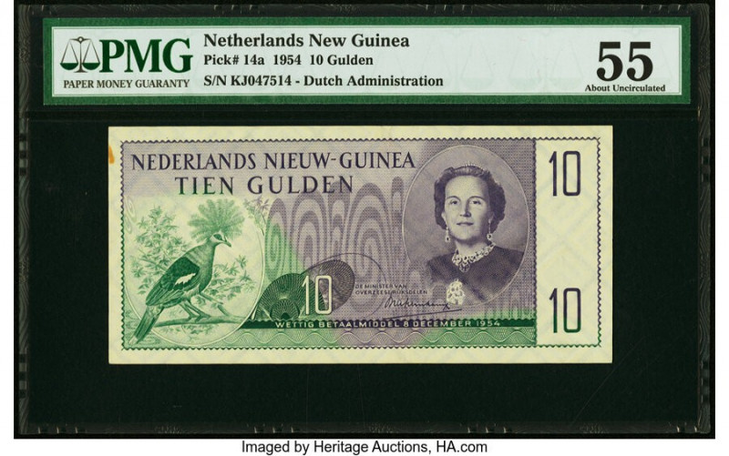 Netherlands New Guinea Nederlands Nieuw-Guinea 10 Gulden 8.12.1954 Pick 14a PMG ...