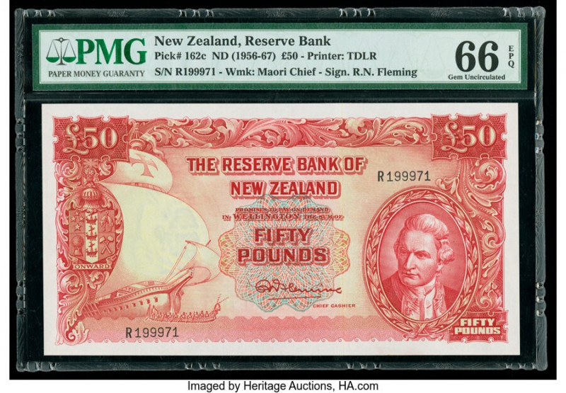 New Zealand Reserve Bank of New Zealand 50 Pounds ND (1956-67) Pick 162c PMG Gem...