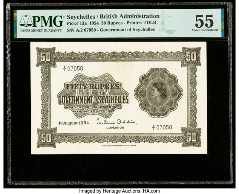 Seychelles Government of Seychelles 50 Rupees 1.8.1954 Pick 13a PMG About Uncirc...