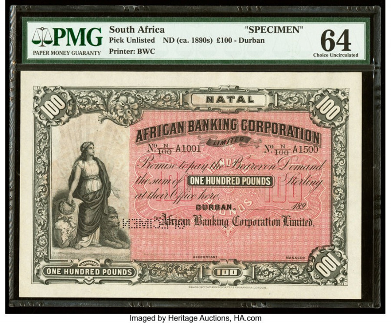 South Africa African Banking Corporation Limited, Durban 100 Pounds ND (ca. 1890...