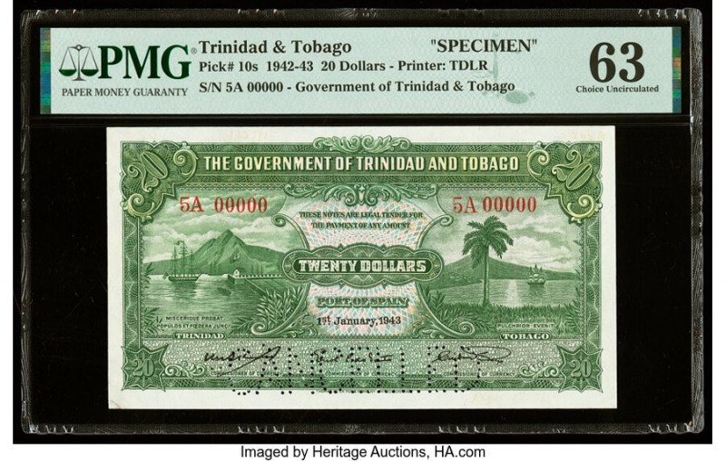 Trinidad & Tobago Government of Trinidad and Tobago 20 Dollars 1.1.1943 Pick 10s...