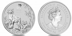 50 cents AR
1/2 Oz Silver, Australia, 2022, Year of the Tiger
15,55 g