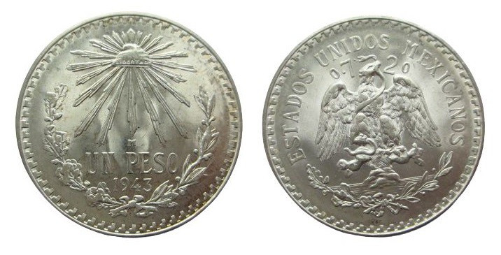 Peso AR
Mexico, 1943, Silver 720/1000