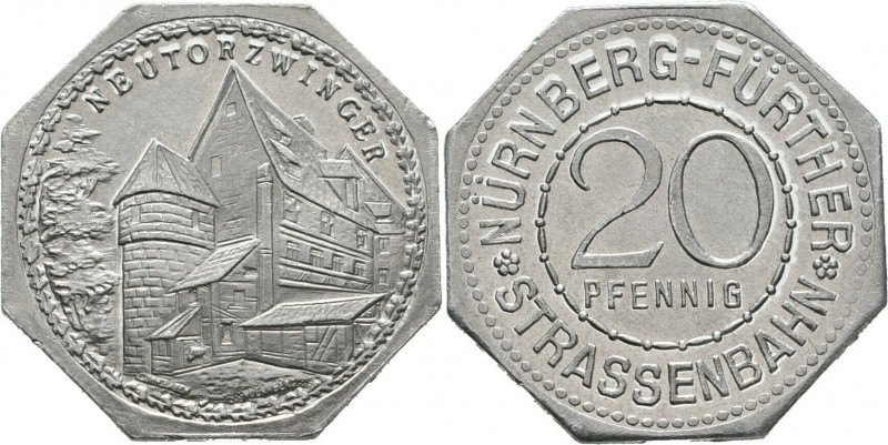 20 Pfennig Al
Notgeld, Token der Nürnberg-Fürt Tram, Neutorzwinger, 1920/1921
...