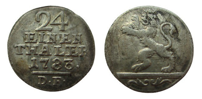 1/24 Thaler AR
Hessen, 1783 DF
2g