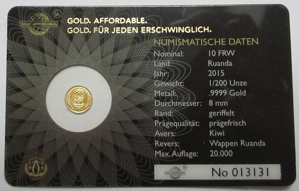 1/200 oz Av
Kiwi, Gold 999/1000
8 mm