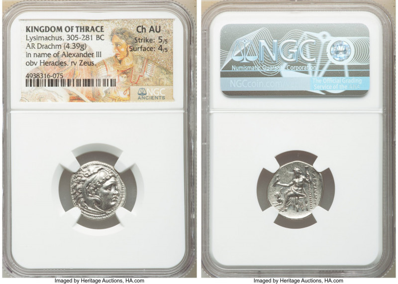 THRACIAN KINGDOM. Lysimachus (305-281 BC). AR drachm (18mm, 4.39 gm, 11h). NGC C...