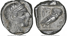 ATTICA. Athens. Ca. 465-455 BC. AR tetradrachm (24mm, 16.97 gm, 11h). NGC XF 4/5 - 3/5. Head of Athena right, wearing crested Attic helmet ornamented ...
