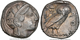ATTICA. Athens. Ca. 440-404 BC. AR tetradrachm (24mm, 17.15 gm, 8h). NGC Choice AU 5/5 - 3/5. Mid-mass coinage issue. Head of Athena right, wearing ea...