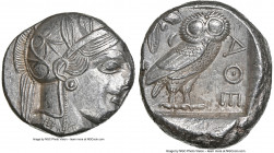 ATTICA. Athens. Ca. 440-404 BC. AR tetradrachm (23mm, 17.19 gm, 7h). NGC Choice AU 3/5 - 4/5. Mid-mass coinage issue. Head of Athena right, wearing ea...