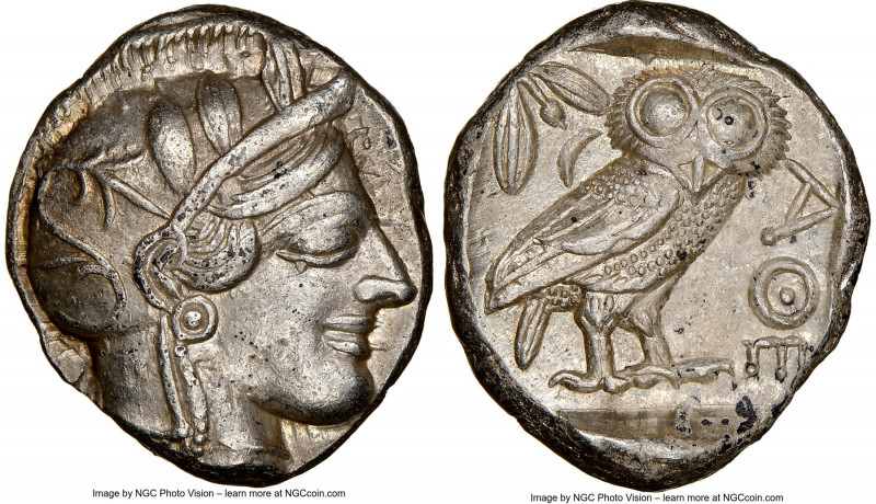 ATTICA. Athens. Ca. 440-404 BC. AR tetradrachm (25mm, 17.17 gm, 1h). NGC AU 5/5 ...