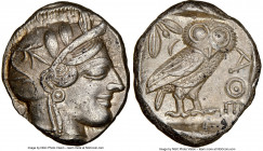 ATTICA. Athens. Ca. 440-404 BC. AR tetradrachm (25mm, 17.17 gm, 1h). NGC AU 5/5 - 3/5. Mid-mass coinage issue. Head of Athena right, wearing earring, ...
