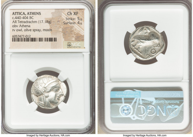 ATTICA. Athens. Ca. 440-404 BC. AR tetradrachm (23mm, 17.18 gm, 7h). NGC Choice ...