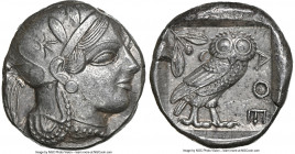 ATTICA. Athens. Ca. 440-404 BC. AR tetradrachm (24mm, 17.14 gm, 11h). NGC Choice XF 5/5 - 4/5. Mid-mass coinage issue. Head of Athena right, wearing e...