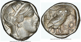 ATTICA. Athens. Ca. 440-404 BC. AR tetradrachm (24mm, 17.18 gm, 5h). NGC Choice XF 4/5 - 4/5. Mid-mass coinage issue. Head of Athena right, wearing ea...