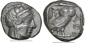 ATTICA. Athens. Ca. 440-404 BC. AR tetradrachm (23mm, 17.16 gm, 3h). NGC Choice XF 4/5 - 4/5. Mid-mass coinage issue. Head of Athena right, wearing ea...