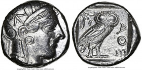 ATTICA. Athens. Ca. 440-404 BC. AR tetradrachm (23mm, 17.12 gm, 1h). NGC XF 5/5 - 3/5. Mid-mass coinage issue. Head of Athena right, wearing earring, ...